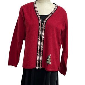 Woolrich Ruby Red Cardigan Sweater Zipper 100% Wool Size XL  New